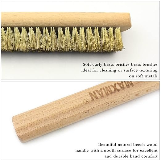 1 MAXMAN 20×6 Row Wire Brush - Metal Surface Cleaner with Beech Handle