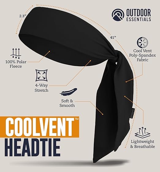 1 OutdoorEssentials Tie Sweatband Headband Men, Ninja Headbands, Sports Head Tie, Mens Headband Long Hair, Athletic Head Band