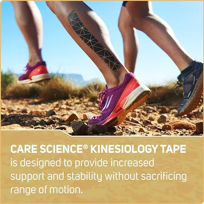 2 Care Science Waterproof Kinesiology Tape, 40 ct Precut Strips (2 Rolls), Copper Infused | Water Resistant Strips, Elastic Athletic Tape for Sports & Weightlifting, Muscle Strain Relief & Joint Support