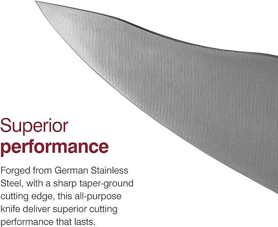3 7-inch Zyliss Pro Comfort Santoku Knife - Ice-Tempered Stainless Steel Culinary Tool - Sleek Black and Stainless Steel Finish