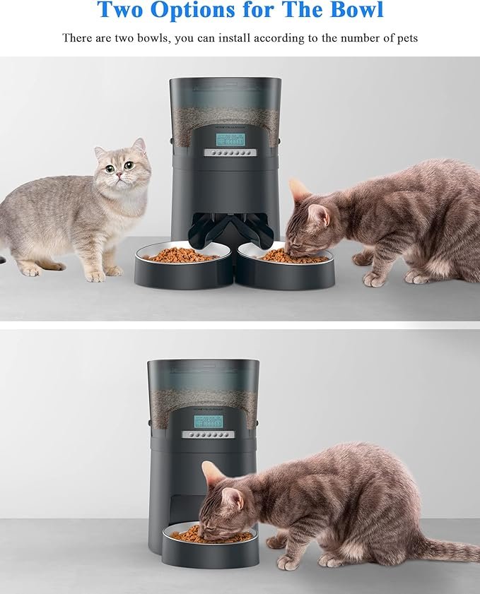 2 HoneyGuaridan Automatic Cat Feeder for 2 Cats 4.5L,Wi-Fi Smart Pet Feeder,Timer Cat Food Dispenser for Cats & Dogs, APP Control,Desiccant, Voice Recorder,Stainless Steel Bowl 1-6 Meals a Day (Blue)