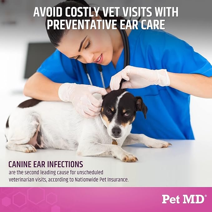 1 Pet MD Otic Clean Dog Ear Cleaner for Cats and Dogs - Effective Against Infections, Itching, and Controls Odor - 8 oz