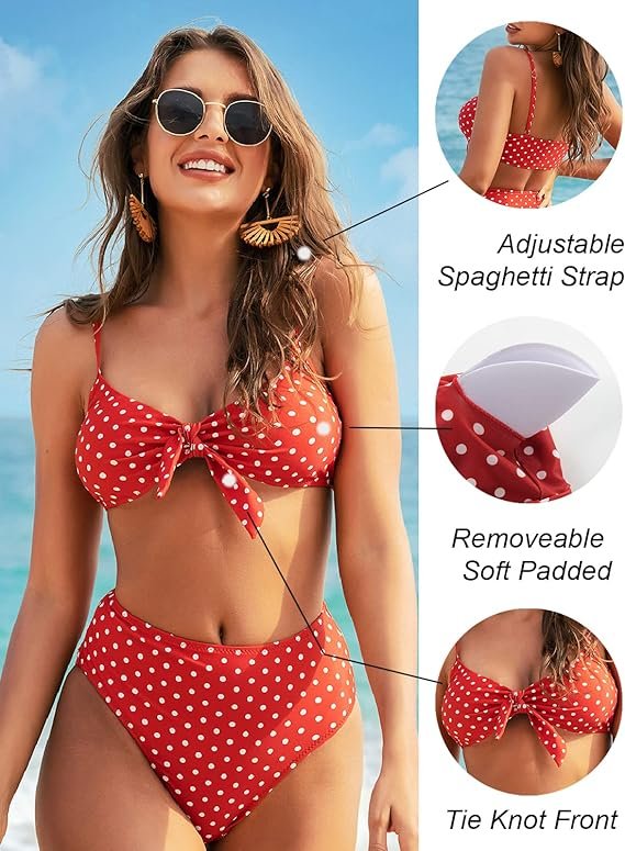 2 Blooming Jelly Ladies Tie Knot High Rise Two Piece Swimwear Set