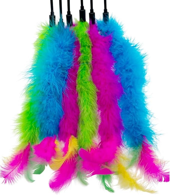 3 Cat Wand Toy Cat Feather Toys, 6 PCS Cat Feather Teaser Toy, Interactive Feather Cat Toy for Indoor Cats Play