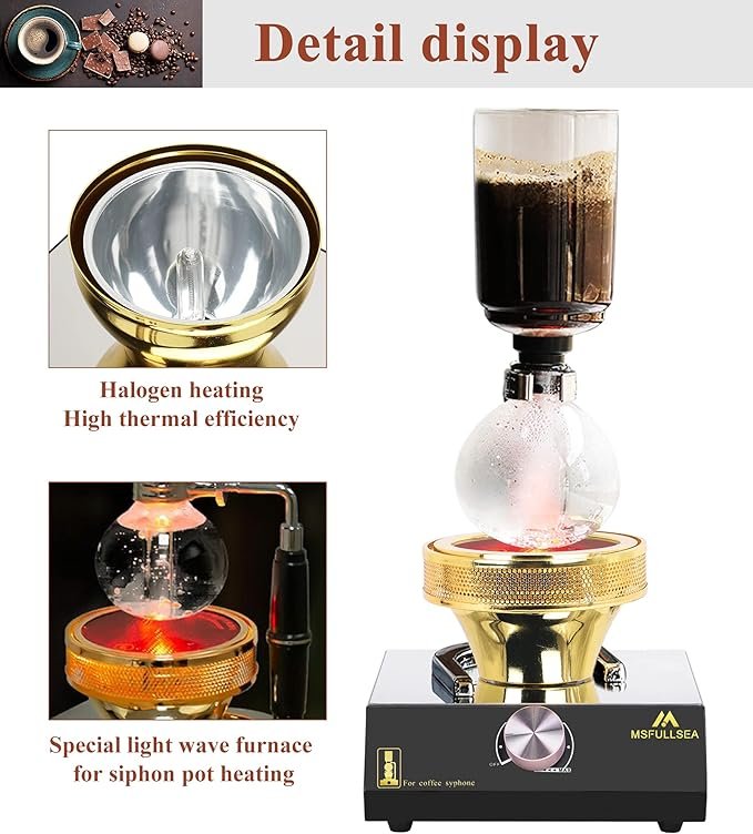 3 110V Siphon Coffee Maker Halogen Beam Burner - Msfullsea