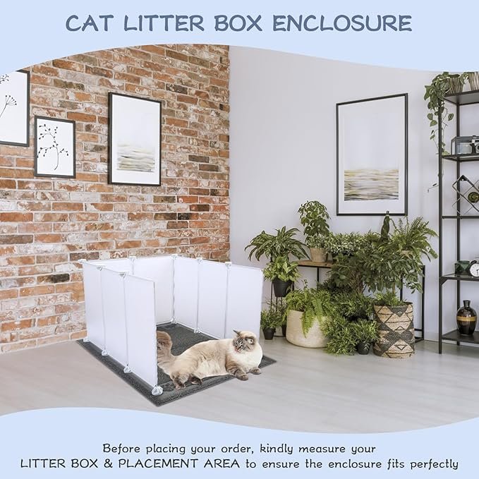 5 Cat Litter Box Enclosure Splash Guard Extra Large 29.8L × 20.3W x 16.5H inch with Cat Litter Mat Easy Clean,NOT Included in Stainless Steel Litter Box and Metal Litter Scoop