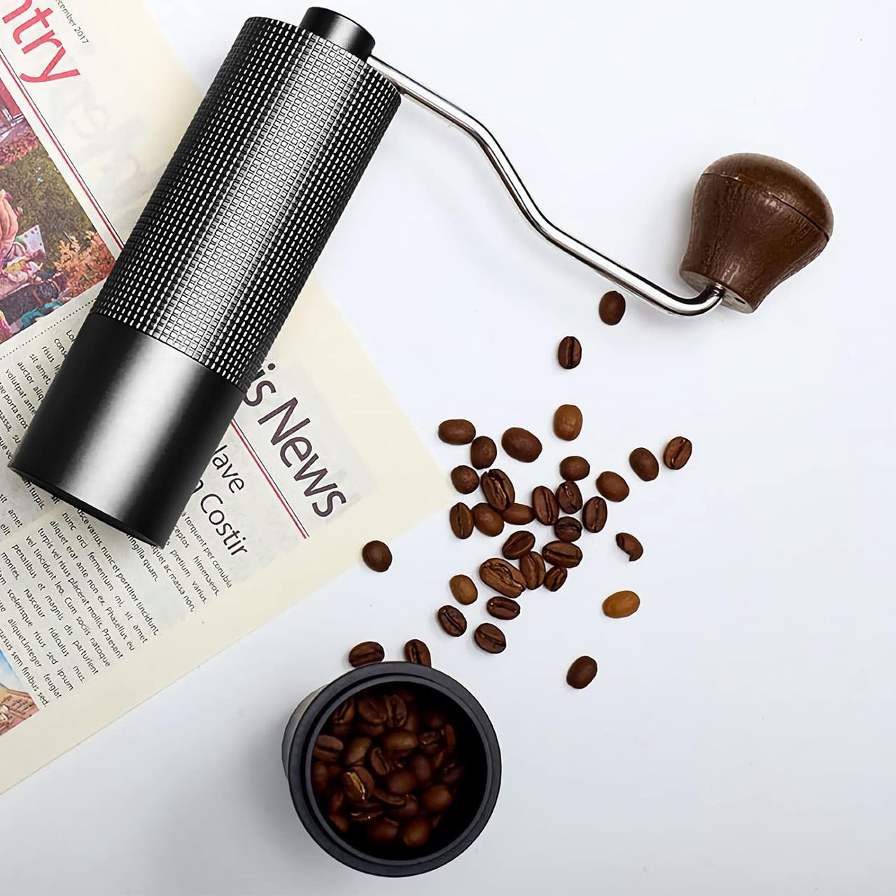 6 25g Black Rhino Coffee Grinder with Adjustable Dragon CNC Stainless Steel Conical Burr for Various Coffee Brewing Methods - Ideal for Aeropress, Drip Coffee, Espresso, French Press, and Turkish Brew