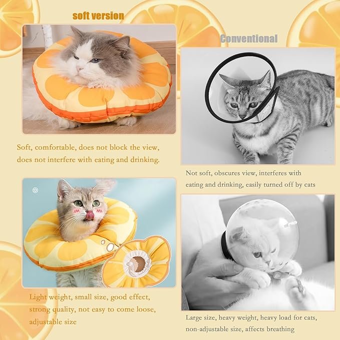 1 Cat Recovery Soft Collar.Waterproof Soft Recovery Cone Collar. Anti-bite and Anti-Lick Wound Healing Safe Adjustable Elizabethan Collar.(S)