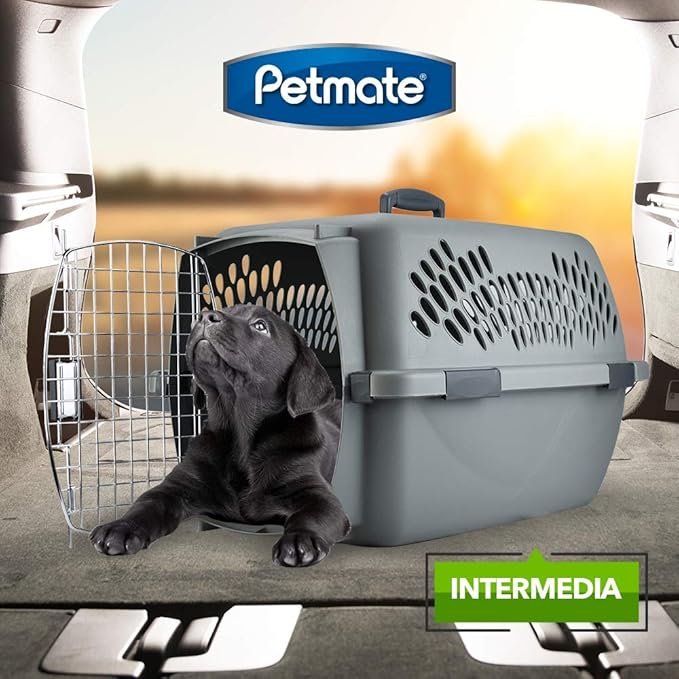 1 Petmate Pet Porter Dog Kennel 24", Dark Gray & Black, for Pets 15-20lbs, Made in USA