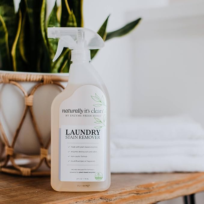 2 naturally It's clean Enzymatic Laundry Stain Remover Spray and Odor Eliminator | Fabric Safe Stain Sprayer Enzyme Cleaner to Remove Coffee, Grease, Makeup, Ink, Wine, Stubborn Stains and Odor | 2 Pack