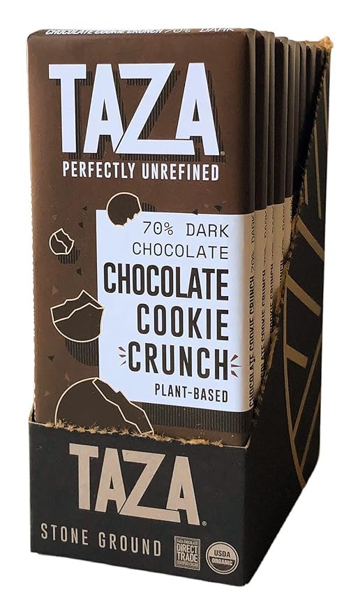 1 Taza Chocolate Organic Smooth & Crunchy Bars 70% Stone Ground, Chocolate Cookie Crunch 2.5 Ounces (10 Count), Vegan