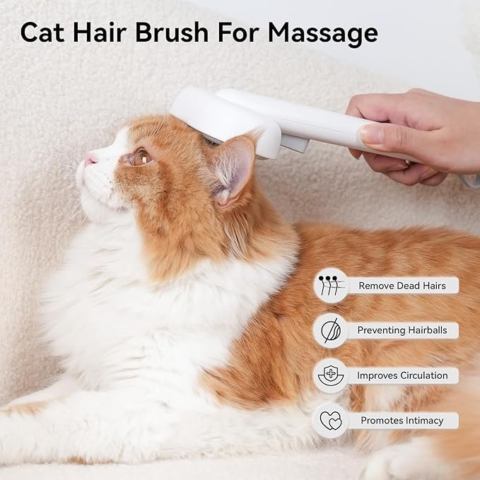 4 aumuca Cat Brush with Release Button, Cat Brushes for Indoor Cats Shedding, Cat Brush for Long or Short Haired Cats, Cat Grooming Brush Cat Comb for Kitten Rabbit Massage Removes Loose Fur