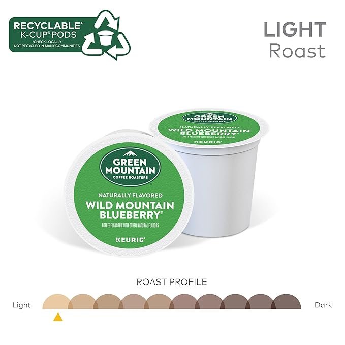 1 Green Mountain Coffee Roasters Wild Mountain Blueberry, Single-Serve Keurig K-Cup Pods, Lightly Flavored Roast Coffee, 72 Pods