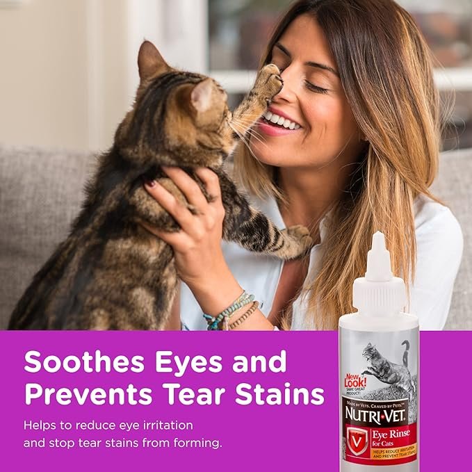 1 Nutri-Vet Eye Rinse for Cats | Gentle Formula Removes Debris | Helps Reduce Irritation and Prevent Tear Stains | 4oz