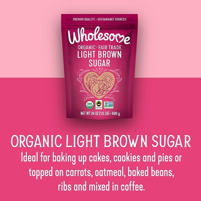 2 Wholesome Sweeteners Fair Trade Organic Light Brown Sugar, 24-Ounce Pouches (Pack of 6)