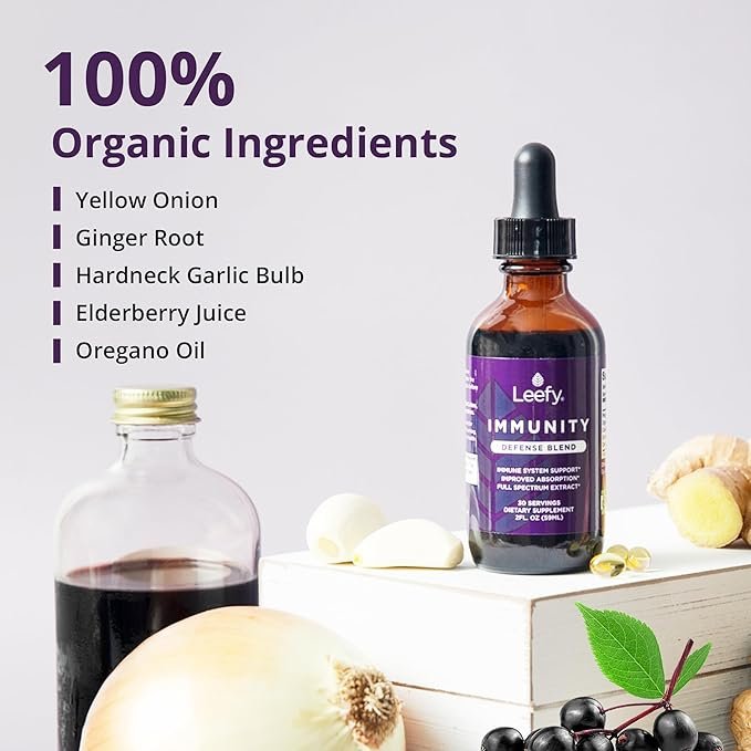 3 Leefy Organics Immunity Defense Blend - Organic Immune Support Supplement, Fast Absorbing Immunity Supplement, Immune Boosters for Adults, Immune Boost, Immune System Booster, Immunity Boost - 2 Oz