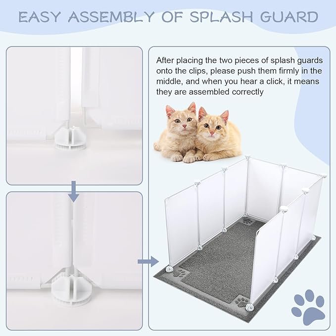 4 Cat Litter Box Enclosure Splash Guard Extra Large 29.8L × 20.3W x 16.5H inch with Cat Litter Mat Easy Clean,NOT Included in Stainless Steel Litter Box and Metal Litter Scoop