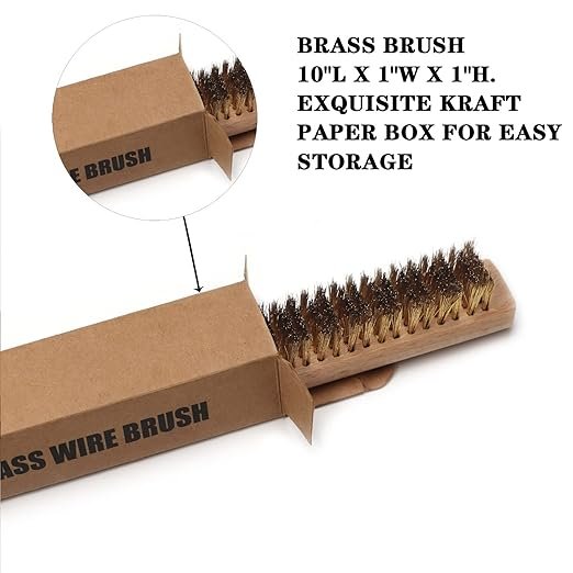 3 Copper Brass Brush 20×6 Row Bristle Wire Brush with Natural Beech Handle Barbell Brush for Cleaning Metal Surface Texturing, Removes Lint by MAXMAN