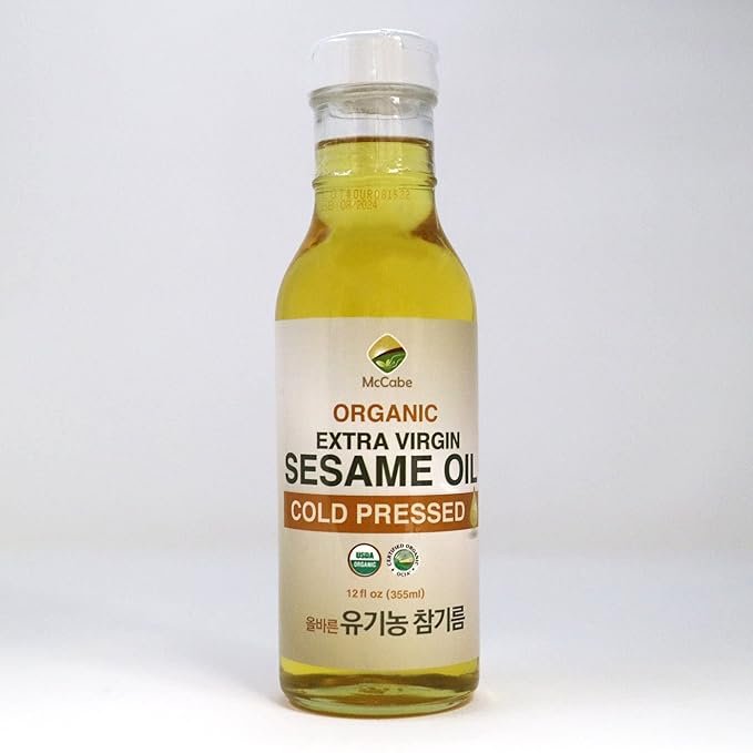 1 McCabe Organic Extra Virgin Sesame Oil - Cold Pressed Sesame Oil | Rich with Fiber & Minerals | USDA and CCOF Certified | Packed in USA | 12 fl oz