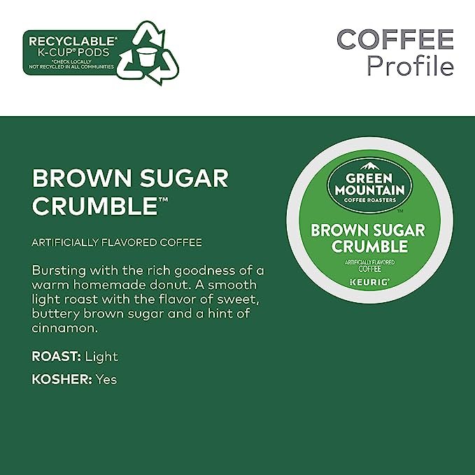 2 GMC Roasters Brown Sugar Crumble, Keurig K-Cup Pods, Flavored Light Roast Coffee, 72 Count.