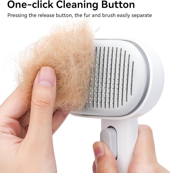 2 aumuca Cat Brush with Release Button, Cat Brushes for Indoor Cats Shedding, Cat Brush for Long or Short Haired Cats, Cat Grooming Brush Cat Comb for Kitten Rabbit Massage Removes Loose Fur