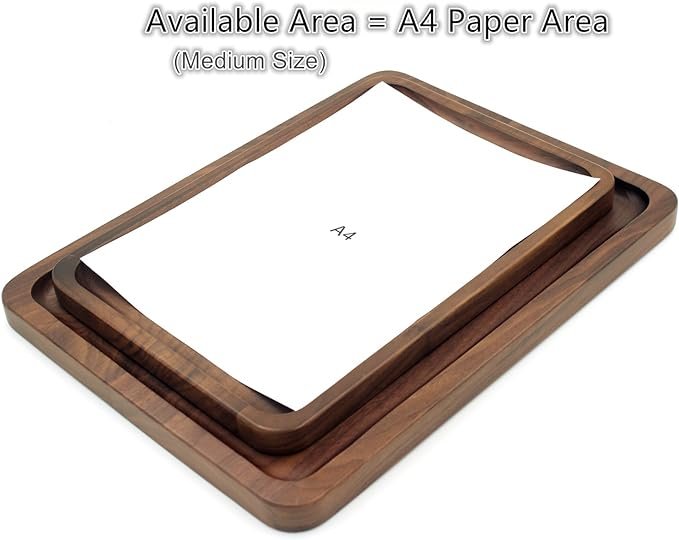 2 Wooden Decorative Serving Tray - Black Walnut Finish - 15.3 x 11.4 Inches