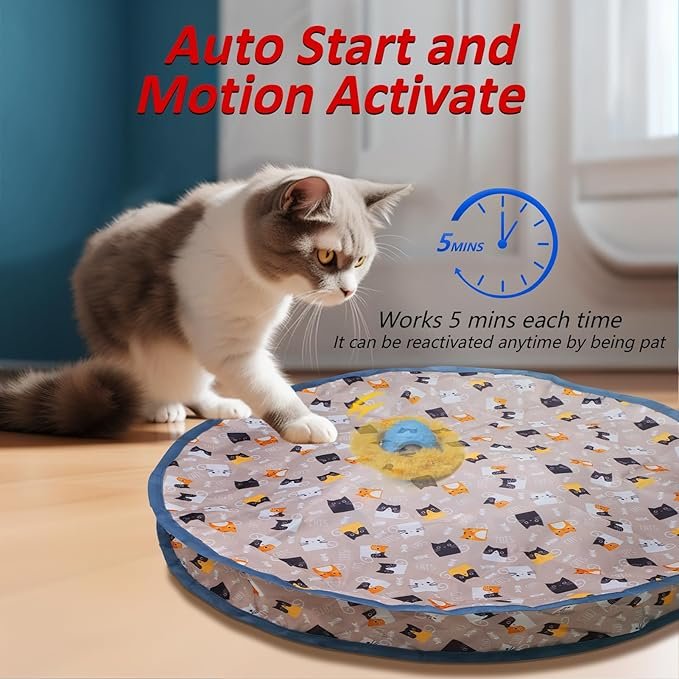 1 Rechargeable Electric Cat Toys, Hide and Seek Kitten Toy, Chirping & Motion Activated Interactive Cat Toy, Hiding Cover Exercise Toy for Indoor Cats/Kitty/Kittens