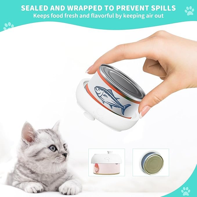 1 1 Pack Silicone Pet Can Lids,Universal BPA Free Silicone Can Lids Covers for Dog and Cat Food, One Can Cap fit Most Standard Size Canned with a Mixing Spoon and Storage Box,White