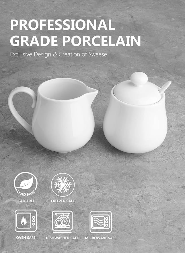 2 12 Ounce Porcelain Coffee Set, 3 Piece White Set - 480.101