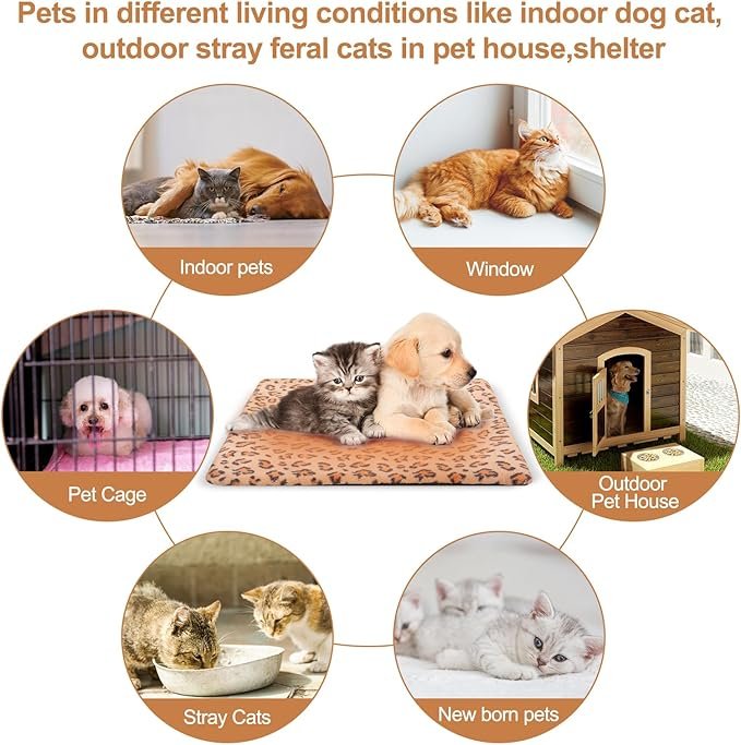 4 DirexTyk Pet Heating Pad for Dog Cat Temperature Adjustable Dog Cat Bed Warmer Heated Pet Mat House Pad with Timer Waterproof Warming Mat for Puppy Kitten (15.75 * 18'', Beige)