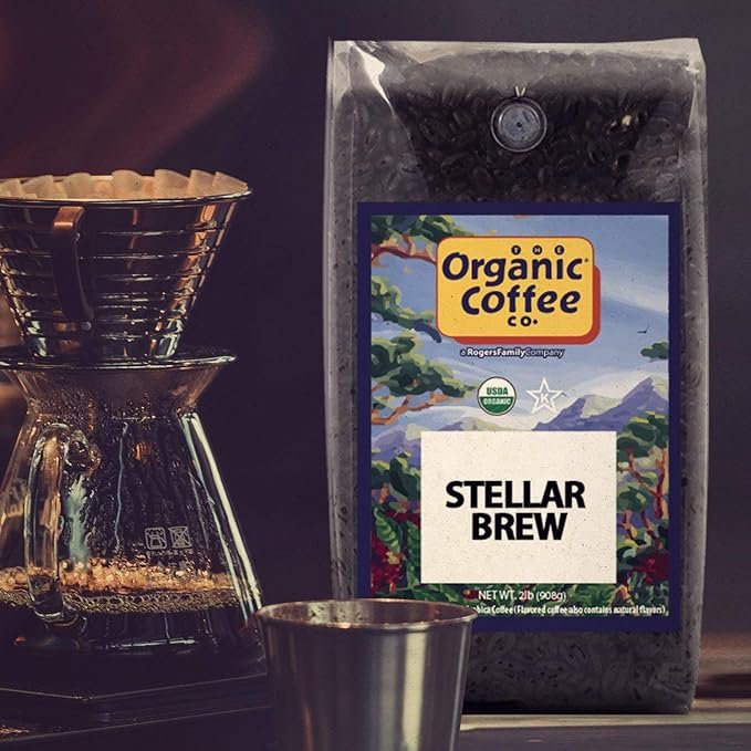 3 The Organic Coffee Co. Whole Bean Coffee - Steller Brew (2lb Bag), Medium Roast, USDA Organic