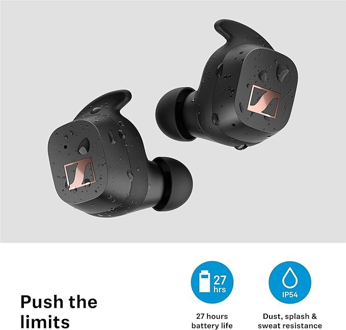 4 Sennheiser Sport True Wireless Earbuds - Bluetooth in-Ear Headphones for Active Lifestyles, Music and Calls with Adaptable Acoustics, Noise Cancellation, Touch Controls, IP54 and 27-Hour Battery Life
