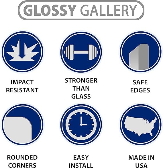 1 Rectangular Reflective Acrylic Mirror - 12in x 24in