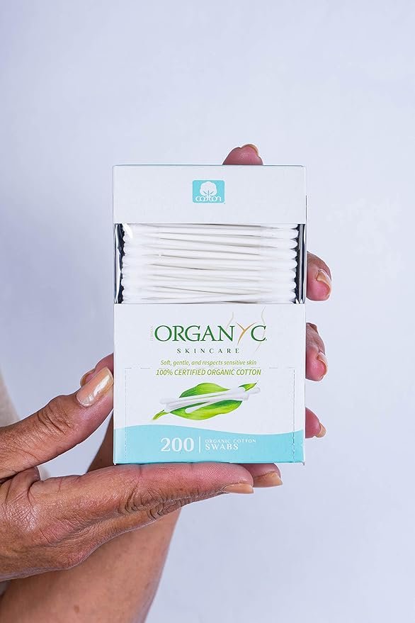2 Organyc 100% Certified Organic Cotton Swabs - No Man-Made Materials, 200 Count, White