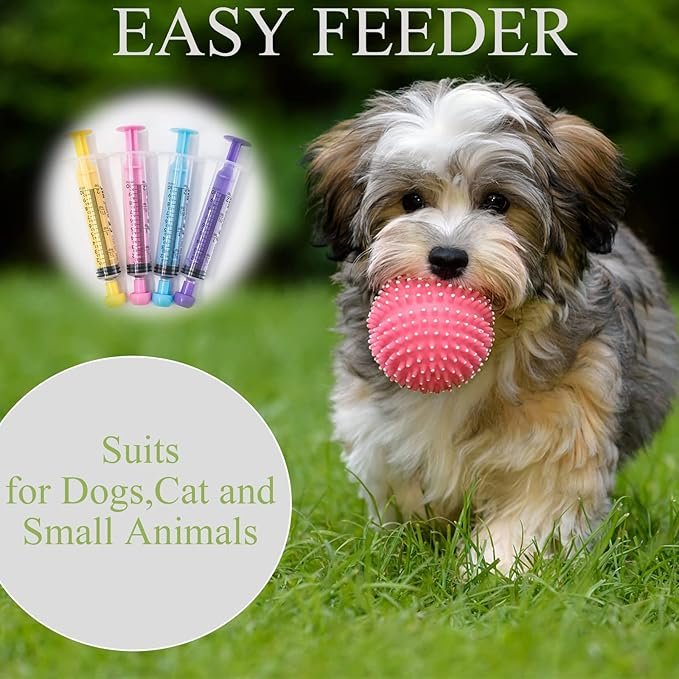 4 4Pcs Animal Syringe Feeder Chromatic Plastic Syringe Pet Feeding for Puppies, Cat, Rabbits and Other Baby Animals.