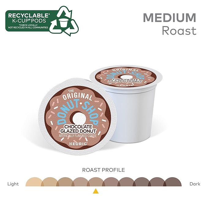3 The Original Donut Shop Coffee Chocolate Glazed Donut Keurig Single-Serve K-Cup Pods, Medium Roast, 72 Pack