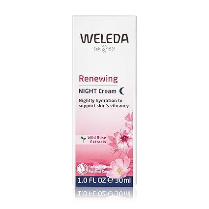 1 Weleda Renewing Night Face Cream, 1 Fluid Ounce, Plant Rich Moisturizer with Wild Rose, Peach Kernel and Sweet Almond Oils