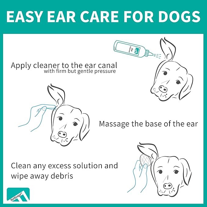 1 Forticept Dog Ear Infection Treatment, Dog Ear Cleaner, Itch Relief Cat and Dog Ear Wash Flush 8 oz