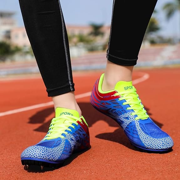 4 iFRich Track Spikes Shoes Mens Womens Mesh Track and Field Athletics Sneakers Boys Girls Training Sprint Racing Track Shoes with Spikes