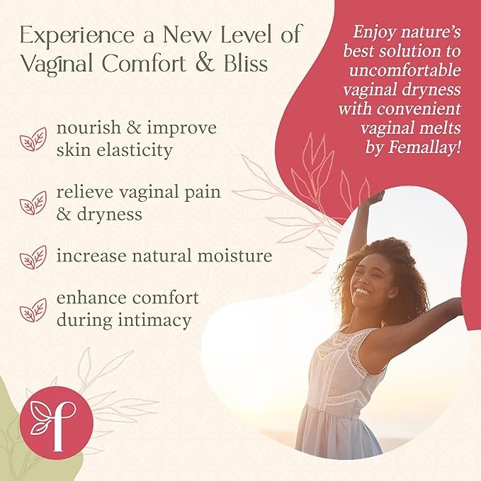 1 Femallay Organic Vaginal Moisturizing Suppository Melts - 100% Natural Suppositories for Vaginal Odor and Dryness Relief, Ultra-Hydrating Fast-Acting Comfort (Peach)