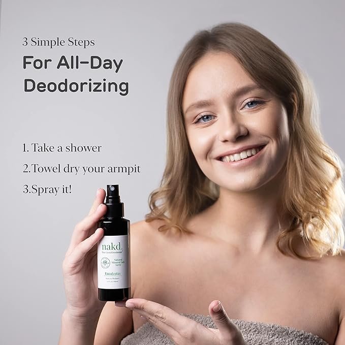 1 Spray – 2 Salt Deodorant Crystal Sprays, 8.45 FL oz. Regular + 3.3 FL oz. Travel Size – Natural and Aluminum Free Deodorant for Women, Men, and Kids - Eucalyptus