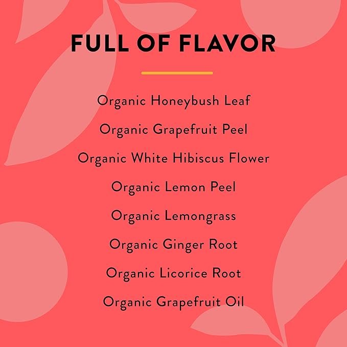3 Choice Organic Grapefruit Honeybush Herbal Tea, Caffeine Free, 16 Bags (Pack Of 6)