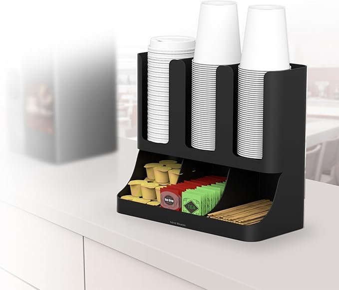1 Coffee Organizer: Black Upright Storage Solution with 6 Compartments