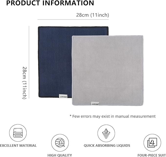 3 CafeTek Barista Collection: Espresso 4-Pack Microfiber Cleaning Cloths
