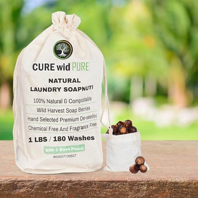 3 Cure Wid Pure Organic Soap Nuts Deseeded 1lb/450g With 2 Wash Bag Approx 180 Loads,Eco-friendly Soap Nuts Laundry Detergent,Chemical & Fragrance-free Organic Soap Berries Non-toxic Laundry Detergent
