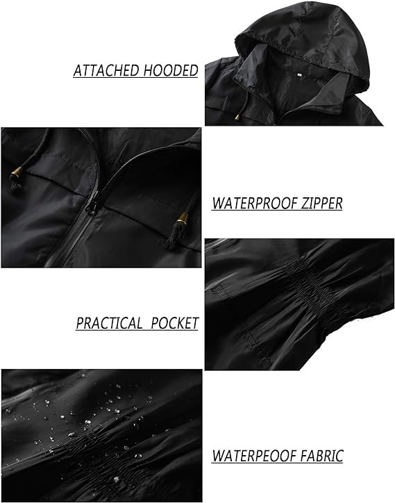 4 Lomon Women Waterproof Lightweight Rain Jacket Active Outdoor Hooded Raincoat