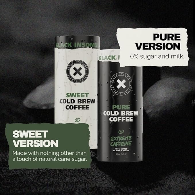 1 12-Pack of Sweetened Black Insomnia Cold Brew Coffee