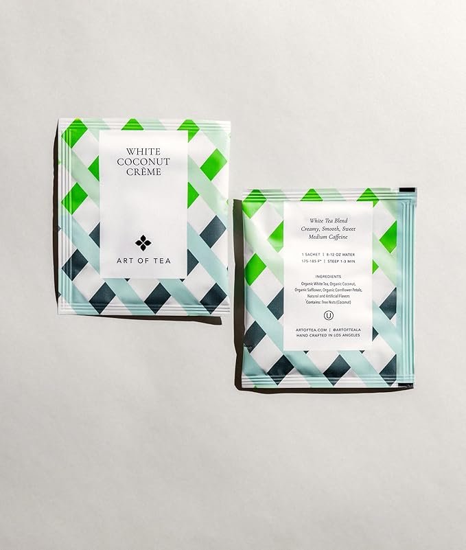 1 Art of Tea | White Coconut Crème Tea | 50 Eco Friendly Pyramid Tea Bag Sachets