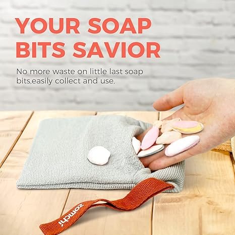 1 ZOMCHI 2 Pieces Different Roughness Soap Pouch and Soap Saver Pocket for Use in Shower, Body Scrubber Shower Sponge, Premium Exfoliating Soap Bag