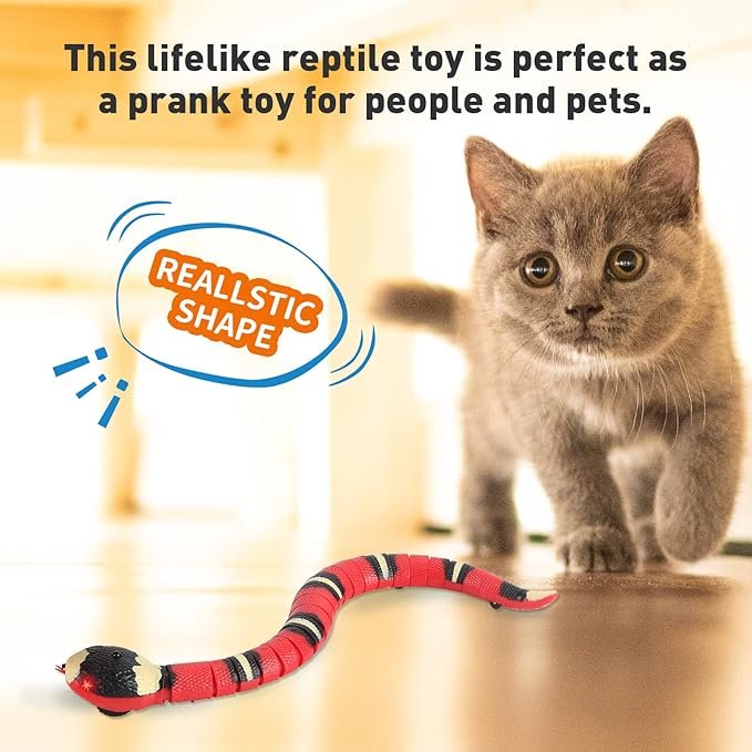 2 Cat Toys Snake Interactive,Kitten Toys,Realistic Smart Sensing Snake Toy,USB Rechargeable,Automatically Sense Obstacles and Escape,Electric Tricky Snake Cat Toys for Indoor Cats Dogs(Pink snake)